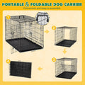 Aidoly Dog Crate - Medium 36 Inch Double Door Portable Dog Cage, Metal Wire Pet Kennel with Secure Lock, Leak-Proof Pan Tray, Foldable Design for Dogs Pets Indoor Training and Outdoor Travel