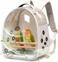 Bird Carrier Backpack for Small Medium Birds, Bird Travel Cage with Adjustable 2 Wooden Perches, Removable Tray, Feeder 