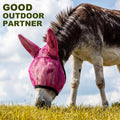 1 Pcs Mini Donkey Fly Mask with Ear Protection, Rose Red
