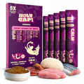 HOLY CAP Calm & Chill Grain-Free Lickable Cat Treats 5 Squeezable Purée Tubes (0.5 oz Each), Mackerel & Turkey Flavor, Creamy Cat Purée with Clean Ingredients, Hand-Fed Treat or Meal Topper