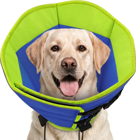 SUNFURA Soft Dog Cone, Adjustable Dog Cone Collar Alternative for Large Dogs, Comfy Pet Cones for Dogs to Stop Licking, Protective E-Collar After Surgery for Wound Healing, Blue XL