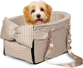 Prpeko Dog Car Seat for Small Dogs,Center Console Seat for Puppy,Anti-Collapse Pet Car Seat with Soft Cushion Safety Bel