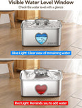 SIBAYS 15L Large Dog Water Fountain, 4 Gal Stainless Steel Pet Water Fountain for Dogs Inside, Ultra Quiet Automatic Dog Water Bowl Dispenser with Water Level Window & LED Light, Easy to Clean FS80