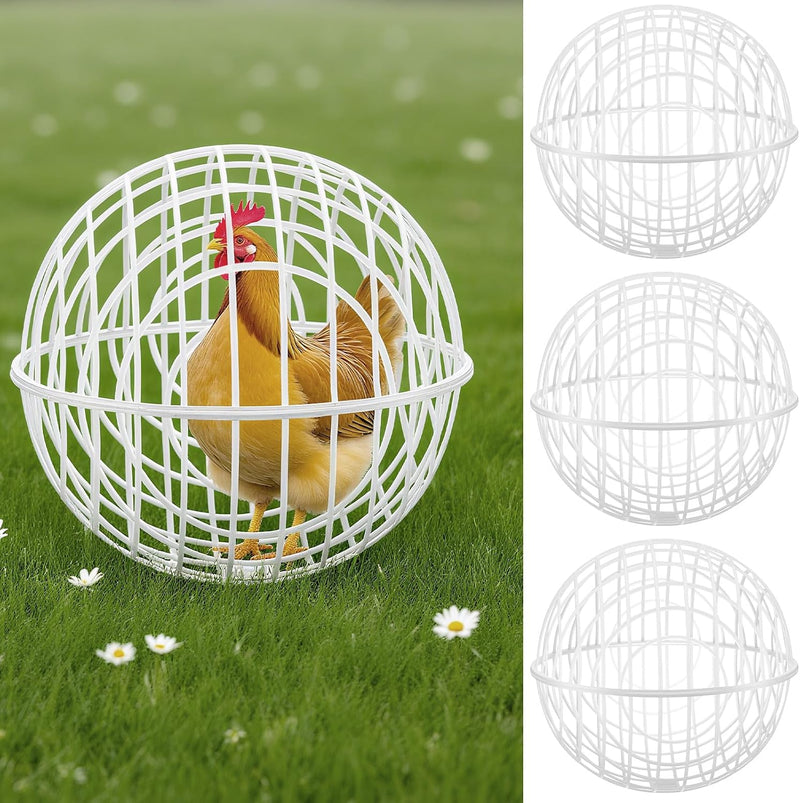 Leinuosen 4 Pack Chicken Ball Cage Movable Mesh Rabbit Coops Plastic Detachable Rolling Safety Hutch Prevents Dog Bites 