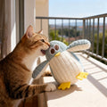 VisnzvLux Cat Chew Toy, Soft Penguin Plush with Yellow Feet, Durable Teething Toy for Kittens and Adult Cats, Boredom Relief