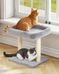 KinoTail Cat Tree with Scratching Post, 19"×15.8" Large Top Perch Bed, Small Cat Tower for Indoor Cats, Dual Natural Sisal Posts, Space-Saving Cat Furniture (Light Gray)