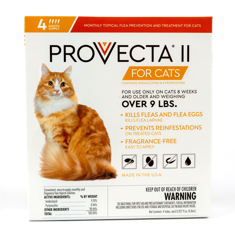 Provecta® II for Large Cats (Over 9 lbs) Flea and Tick Topical Treatment, 4-Month Supply