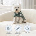 Berkshire Peanuts® Microfleece Dog Coat, Warm Fleece Dog Jacket with Waterproof Shell, Hook & Loop Design for Small, Medium, or Large Dogs (Medium, Medium Happy Day Snoopy Walk Dark Sage)