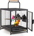 Prevue Pet Products Playtop Travel Carrier - Outdoor Travel Bird Cage for Small Parrots & Birds, Front Facing Door, Rope Perch, Lightweight & Portable, Easy Transport - Black