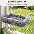 Zoratoo Cloud-Snuggle Cat Window Perch with 4-Sided Ultra-Thick & Fluffy Plush Cushion Bed, Foldable Cordless Cat Window Hammock for Window with Sturdy Metal Frame for Large Cats and Kittens (M, Gray)