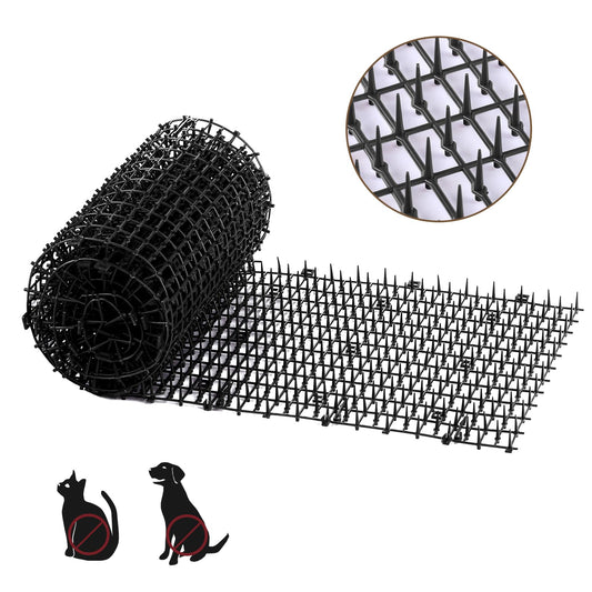 Bynccea Cat Scat Mat with Spikes, Cat Repellent Mat Anti Cat Prickle Strips Network Digging Stopper Outdoor PP Plastic Cat Spike Mat（Black/Coffee