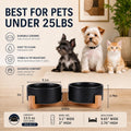 Petygooing Ceramic Dog Cat Bowls Set with Stand,Black Pet Food and Water Bowl,Small Dog Bowls Cute Modern Anti Slip Set 