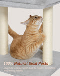 KinoTail Cat Tree with Scratching Post, 19"×15.8" Large Top Perch Bed, Small Cat Tower for Indoor Cats, Dual Natural Sisal Posts, Space-Saving Cat Furniture (Light Gray)