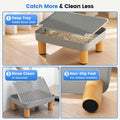 Large Litter Box Step for Big Cats, 15.8" x 11.8" x 5.9" Litter Box Ramp/Catcher with Wooden Base, Anti-Tracking Litter 