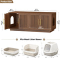 Fluted Cat Litter Box Enclosure Furniture, Cat House for 2 Cats