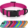 Joytale Dog Collars for Small Dogs, Feather-Light Double-Sided Reflective Nylon Collar for Night Safety, Adjustable Quick-Release for Growing Puppies, Hotpink, S (5/8" Width)