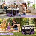 MZNZ Dog Cat Playpen, Portable Small Animal Playpen Crate Indoor for Dogs Cats Rabbits, Foldable Guinea Pigs Bunny Cage Enclosure Outdoor, Pop Up Dogs Cats Tent Kennel with Carrying Case, Purple