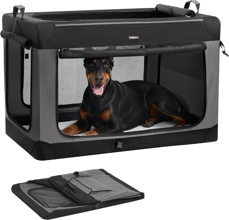 Feandrea Collapsible Dog Crate, Portable Oxford Fabric Pet Carrier, 48-Inch