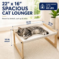EUIJOIP Cat Bed with Washable Pad - 9.5" Elevated Wooden Cat Hammock Bed, 360° View Design, Cot with Breathable Summer Mattress for Kitty, Puppy, Rabbit and All Pets