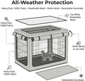 Dog Crate Cover, Heavy Duty 1680D Waterproof Oxford Cloth with Breathable Mesh & Detachable Sunshade, Universal Fit for 