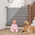 Retractable Baby Gates, Mesh Dog Gate for Doorways, 33.6" Tall, Expands to 55" Wide,Pet Safety Essential Fit for Baseboards, Wide Toddlers Gates for Hallways, Indoor & Outdoor,Gray