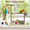Bird Playground Parrot Playstand Parakeet Gym Playpen Cockatiel Play Stand Wood Perch Exercise Activity Center Ladders Feeder Cups Cage Accessories Swing Chew Toys for Cockatoo Budgie Lovebird Finch