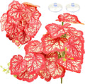 QUOZUO 2 Pack Reptile Plants for Terrarium, Artificial Leaves Habitat Decorations with Suction Cups, Terrarium Hanging P