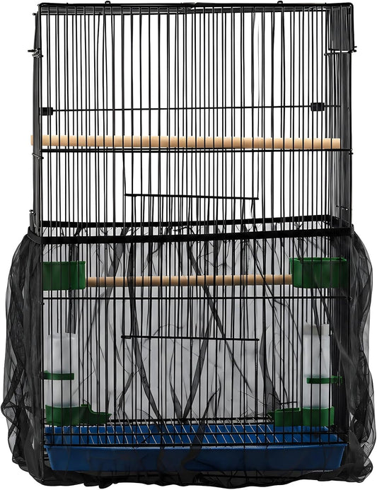 IFAMIO Bird Cage Seed Feather Catcher Adjustable Birdcage Covers Cage Skirt Large Nylon Mesh Netting Universal Bird Cage Net Cover Bird Seed Guard Skirt for Par