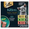 Sheba Perfect Portions Kitten Wet Cat Food Pate Chicken Entree, Salmon Entree, and Turkey Entree, 2.6 oz. Twin-Pack Trays (24 Count, 48 Servings)