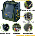 Birds Day Bird Carrier Backpack - Breathable Mesh Portable Parrot Travel Cage with 2PCS Perch, Food Bowl, and Stainless 