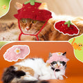 Guiqulai 5 Pack Cute Knitted Cat Hats Dog Hats – Frog Strawberry Pink Flower Tiger Rabbit Funny Hat for Cats Dogs Small Pet Birthday Costume Accessories