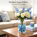 FUTUREPLUSX Blue and Clear Flat Glass Marbles Bundle, Decorative Glass Pebbles Gems Vase Fillers for Floral Arrangements
