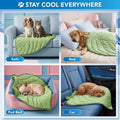PetAmi Dog Cooling Mat, Leaf Shape, Pet Pad with Cooling Nylon & Soft Fleece, Q-Max > 0.4 Reversible All Season Blanket for Dogs & Cats, Small 32x39 in, Sage Green