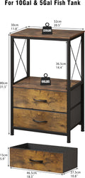 10 Gallon Aquarium Stand with 2 Drawers, Brown