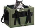 Pecute Cat Carrier Stable, Pet Carrier with Hidden Anxiety Relief Partition & Stable Steel Frame, Safe Cat Carrier for Car Travel, Soft-Sided Dog/Cat Carrier Bag for Pets Up to 11lbs, Green