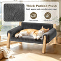 FAMIDGE Elevated Cat Couch Bed for Indoor Cats - Wooden Pet Sofa with Removable Washable Thick Cover Raised Kitty Lounge