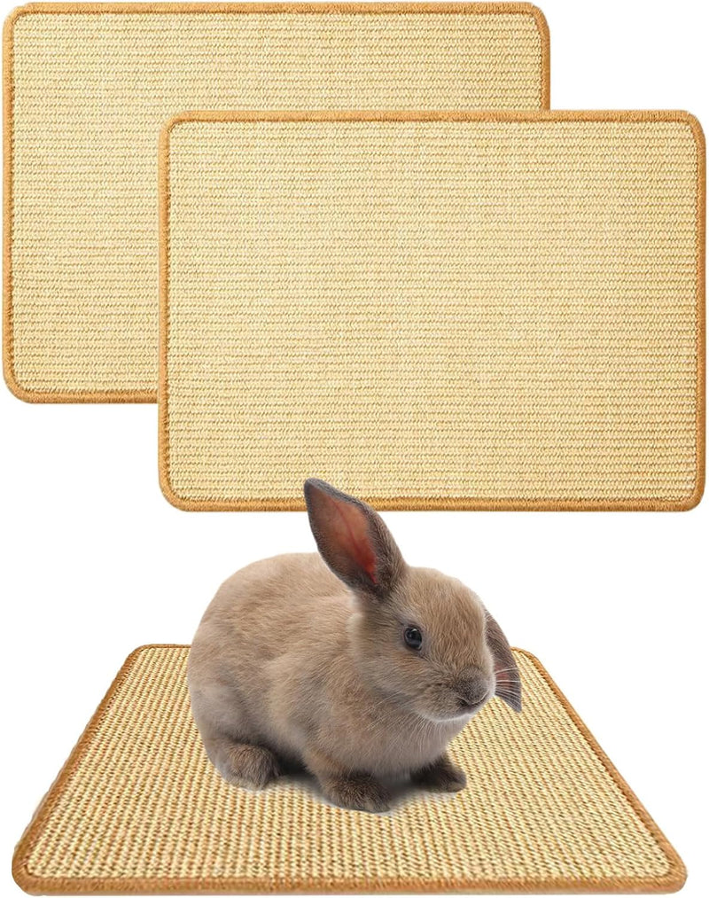 2PCS Rabbit Scratch Mat, Natural Bunny Pad Claws and Teeth Care, 16x12