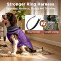 JoyDaog Fleece Dog Jacket for Small Dogs,Puppy Coat with Harness,Purple M