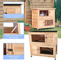 Trixie 2-Story Rabbit Hutch with Retreat Area, Non-Slip Ramp, Hinged Roof with Locking Arm, 4 Doors, 2 Metal Slide Latch