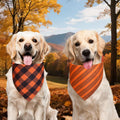 Fall Dog Bandanas Large 3PCS, Plaid Stripe Thanksgiving Scarf