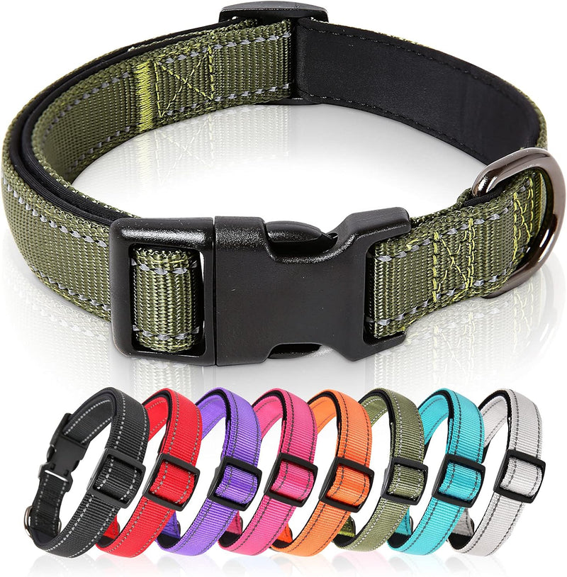 HEELE Dog Collar, Reflective Dog Collar, Soft Neoprene Padded Breathable Nylon Pet Collar Adjustable for Medium Dogs, Ar