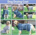 Dog Bathrobe Towel Drying Coat - Super Absorbent Dog Towels Bath Robe for Drying Dogs Large, Soft Adjustable Collar & Belly Strap Fast Drying Coat Pet Dog Cat Bath Robe Towel (Blue, Large)