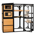 Large 4 Tiers Catio Outdoor Cat Enclosure, Walk-in Cat House with Window Access, Weatherproof Asphalt & PVC Roof, 5 Doors, Platforms & Scratching Post for Multiple Cats