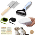 All-in-One Pet Grooming Kit - Long Hair Cat Grooming Kit & Dog Set, Includes Double-Sided Comb, Shedding Comb, 2 Knotting Combs & Massaging Comb