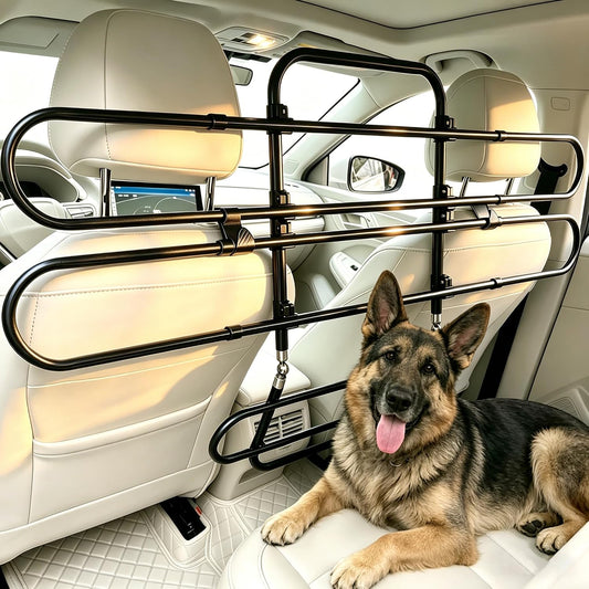 Dog Car Barrier for SUV, Adjustable Pet Divider for Back Seat, Heavy Duty Dog Gate Blocker Between Front Seats, Vehicle 