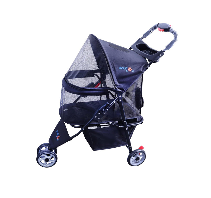 Full-Window pet Stroller 3 Wheels for Cats & Dogs, with Storage Basket,Cup Holder, Travel Puppy/Cats Stroller.