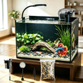 Smart Fish Tank,2.8Gallon Fish Tank,Kit with LED Lights.,Rimless,Ultra-Clear Glass, Landscape Stone Included, Quiet Pump