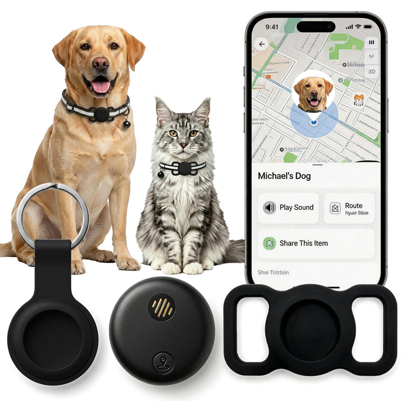 GPS Tracker for Dogs & Cats, Smart Dog Tracker for Collar, No Monthly Fee or SIM Card, IP68 Waterproof Rating & Mini Ultra-Thin Design, 365-Day Battery Life, iOS Only