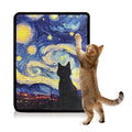 Soubeoii 3-in-1 Sisal Cat Scratcher Mat 15x12 Inch – Art Cat Wall Scratcher with Adhesive Tape for Indoor Cats, Durable Wall Mounted Cat Scratch Pad to Protect Couch and Carpet（Starry Night