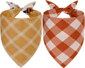 Halloween Dog Bandanas XLarge 2PCS, Fall Plaid Scarf for Boy or Girl